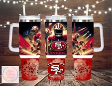SF 49ERS Football 40oz Tumbler w/Handle Stainless Steel Custom Made Travel Mug
