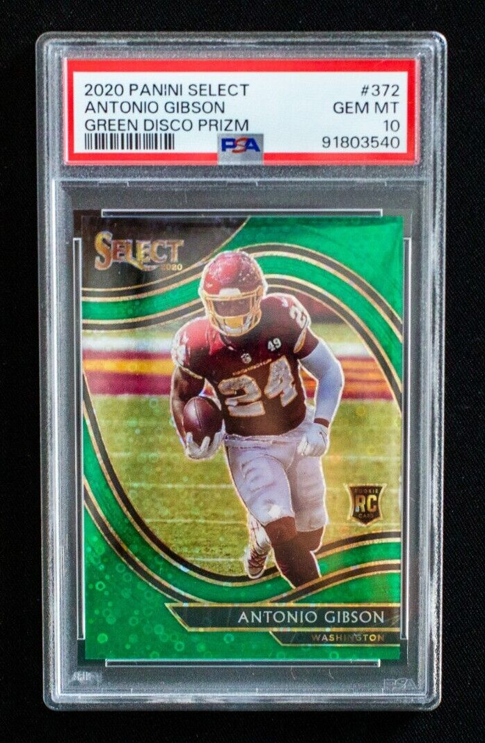 2020 Panini Select - Antonio Gibson - Rookie Field Green Disco Prizm /5 PSA 10
