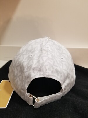 NWT Michael Kors White MK Logo Monogram Strap Back Baseball  display picture 1