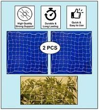 New Indoor/Outdoor 3x3FT Elastic Trellis Netting 4 Hooks For Growing Plants 2pcs