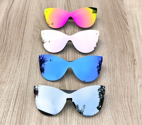 Lunettes de soleil surdimensionnées pour yeux de chat papillon miroir bouclier aviateur HILLS 7310 - Photo 1/13