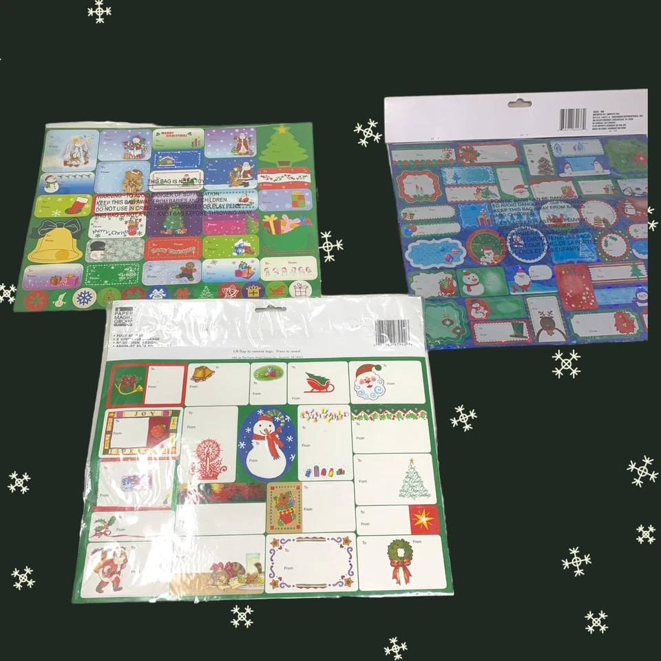 Vintage Lot 200+ Self Adhesive Holiday Christmas Gift Tags New in Package Sealed - Image 2 of 4