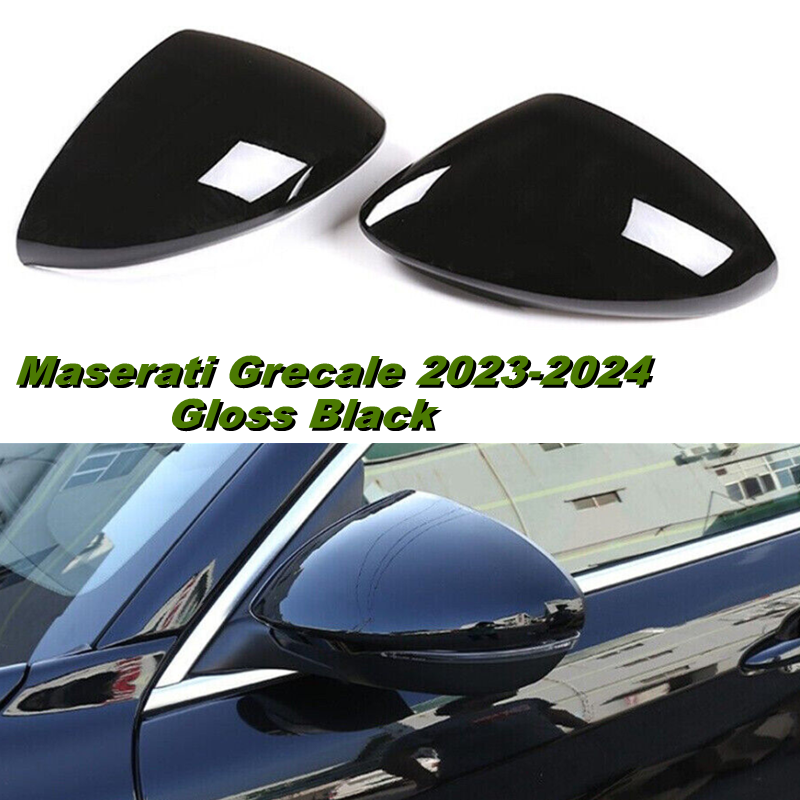 Side Door Rearview Mirror Cover Trim Cap Gloss Black For Maserati Grecale 23-25