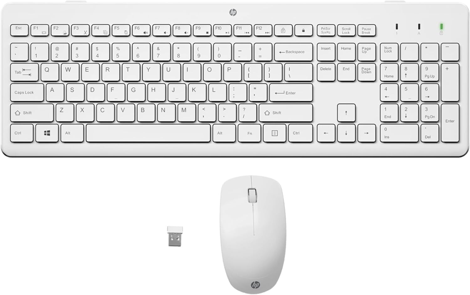 HP 230 Wireless Mouse and Keyboard Comb 2.4GHz Wireless KeyboardUSB dongle White