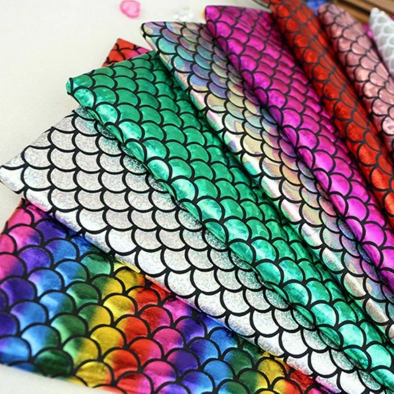 Pailletten-Stoff 2-Wege-Stretch, 3 Mm Fischschuppen, 130 Cm Breit, 1 Meter, Aqua, Für Karneval & Mode