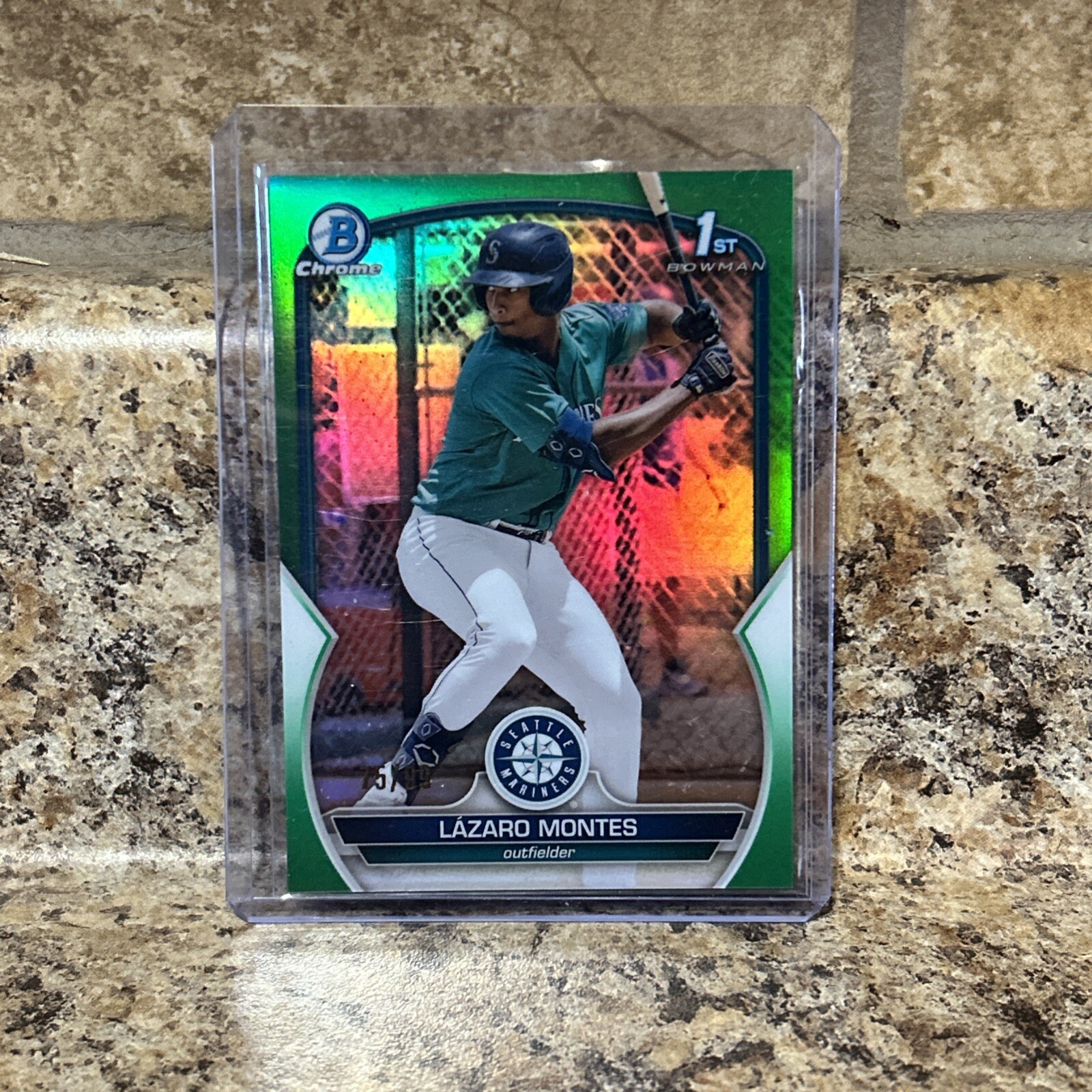 2023 Bowman Chrome Prospects True Green Refractor 1st BCP58 Lazaro Montes /99