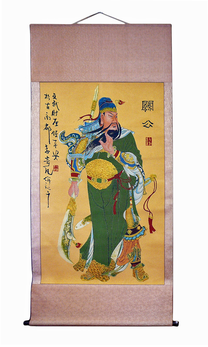 Chinese General Kwan, Kwan Gong Loom Tapestry Art on Scroll cs955-3S Chinese General Kwan, Kwan Gong Loom Tapestry Art on Scroll cs955-3S