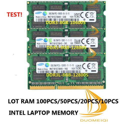 Barrette RAM Crucial/Kingston 8Go DDR3L 1600MHz SODIMM - Pour PC Portable, Testée