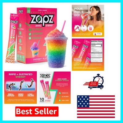 Quick Energy Solution: 10 Sugar-Free Caffeine Packets, Rainbow Sherbet Flavor