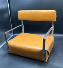 Vintage Child's Vinyl MCM Padded Brown/Orange Booster Seat With Metal Arms