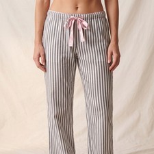 PJ Salvage Women  s Pajama Pants Cotton Striped Lounge Sleepwear Pink Bow Large