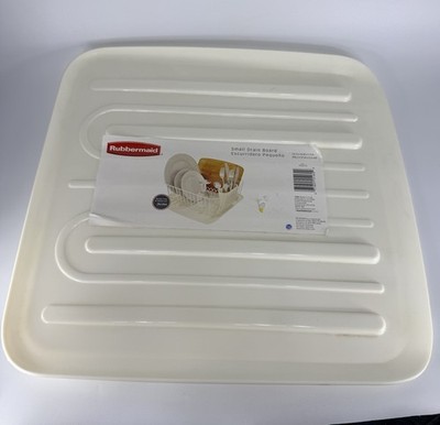 Vtg Rubbermaid Hard Rubber Small Drain Board Dish Tray 118A Almond 14.2 x 14.8