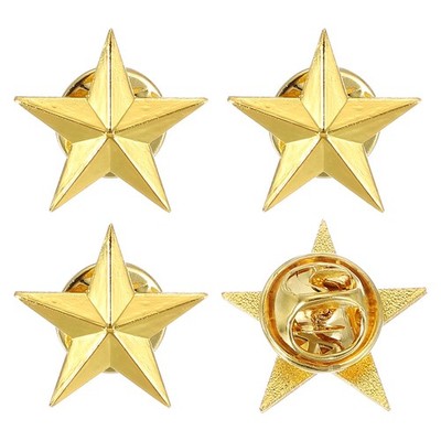 4Pcs Star Lapel Pins, 0.8'' Award Pins Star Badge for Men Women, Golden Tone