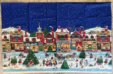Vtg 1993 Sharon Kessler~OUR TOWN Village Christmas Cotton Fabric~Concord 1 + yds