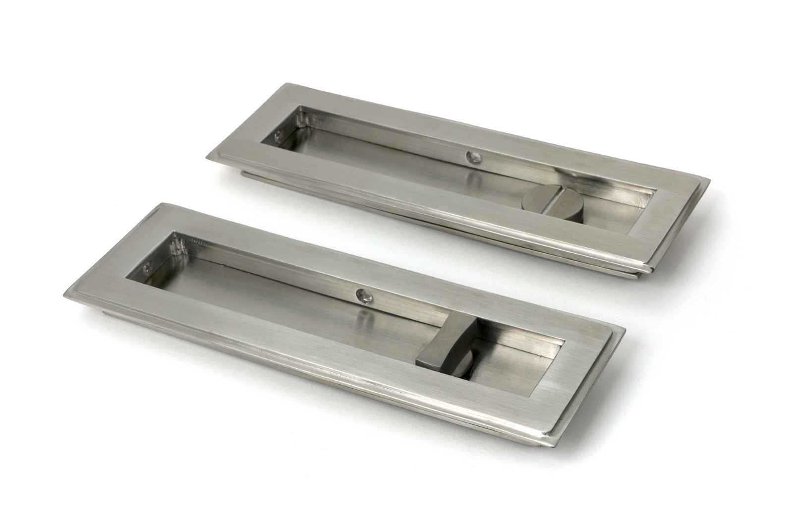 From The Anvil 52498 Satin SS 175mm Art Deco Rectangular Pull Privacy Set