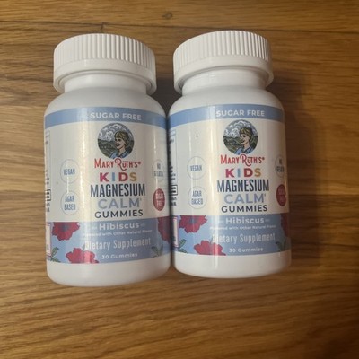2x Mary Ruth's Kids MAGNESIUM Calm Gummies hibiscus 30 count, Exp:08/2026