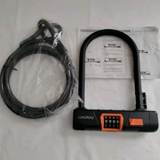 Luxurian Bike Combination U Lock And Anti-Theft 4Ft Chain for Bikes Scooters New