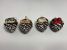 Set of 4 Resin Woodland Pinecone Ornaments Forest Animals Critters w/ Box