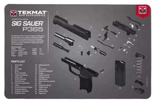 Tekmat Armorers Bench Cleaning Mat 11"x17" Sigarms P365 Neoprene Blk R17SIGP365