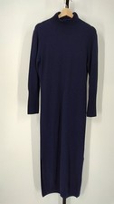 Quince Women Mongolian Cashmere Turtleneck Midi Sweater Dress Navy M