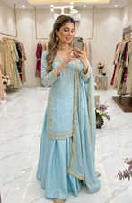 INDIAN SALWAR KAMEEZ PAKISTANI WEDDING PARTY DRESS WEAR BOLLYWOOD SUIT SHARARA