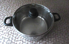 Round Stainless Steel Casserole / Cooking Pot with Tempered Glass Lid 26cm