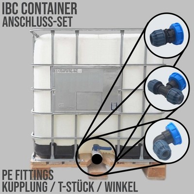 IBC Container Adapter Übergang PE PP Winkel Kupplung T-Stück Rohr DVGW S60x6