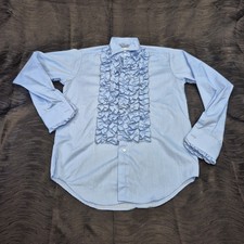 After Six Vintage Blue Ruffled Tuxedo Shirt Boys Size 13 Lloyd Christmas Costume