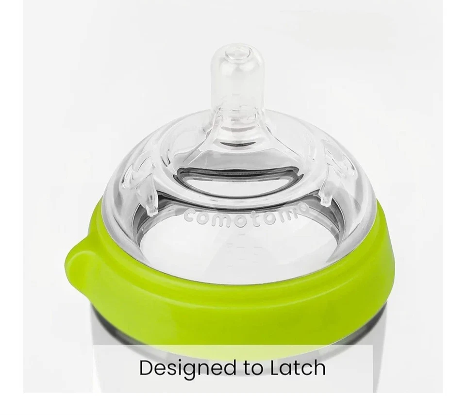 Comotomo Baby Bottle Set, Green - 8oz (2 Pack) Open Box - Image 3 of 4