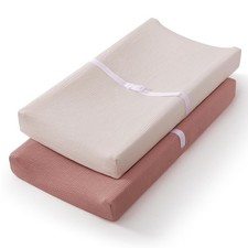 2Pack Muslin Changing Pad Cover Ultra Soft Cotton for Baby Dusty Pink Cream