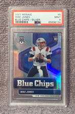 2021 Panini Mosaic Football- MAC JONES #5-RC Blue Chips SILVER PRIZM   PSA 9