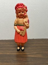 VTG CELLULOID GIRL DOLL FIGURE SELF DRESSED WITH PARROT - JAPAN 6.75"