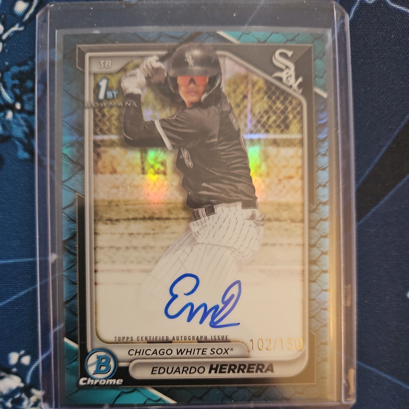 2024 Bowman Chrome Prospect Autographs Eduardo Herrera #CPAEH Blue Reptilian 150