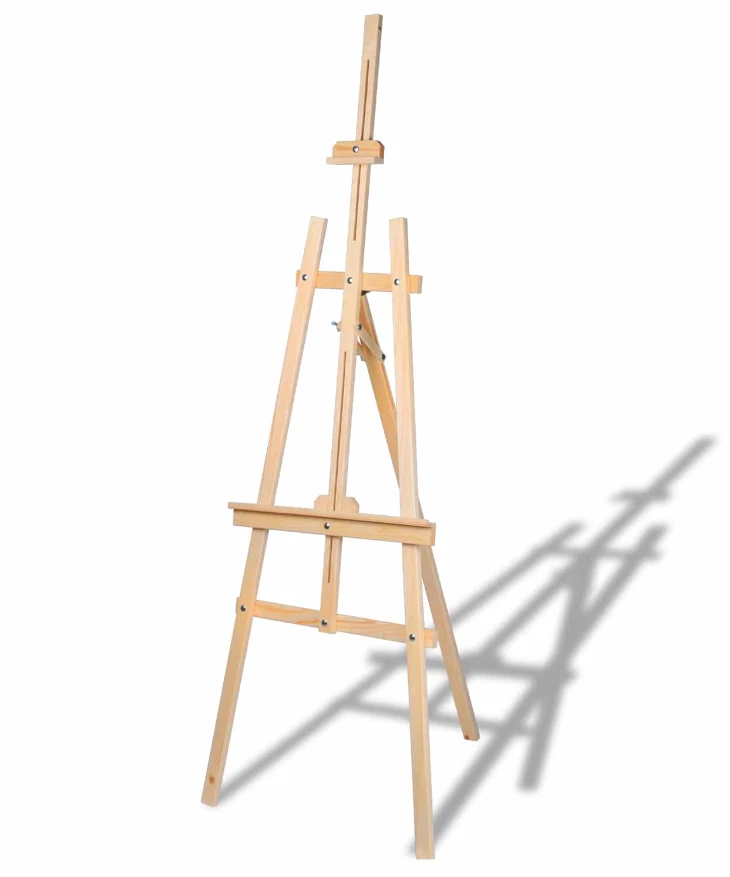 Caballete de madera 172 cm de madera natural, pintura artística, exposición, caballete de pie