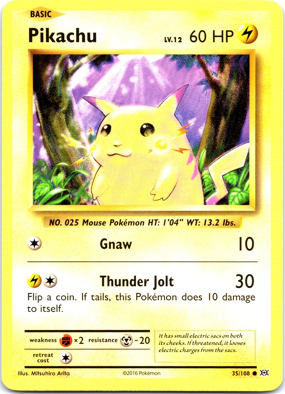 Pokemon tcg #35/108 Pikachu Near Mint or Better XY - Evolutions