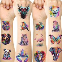 Wasserfarben Tattoos FüR Kinder, 10 BläTter Kindertattoos Hautfreundlich Set Ani