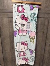 New Hello Kitty Bows & Balloons Sky Blue 50" x 70" Soft Plush Blanket On Hanger