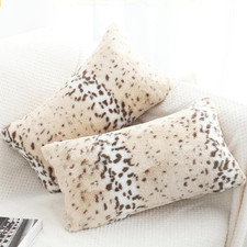 Throw Pillows Covers, Fluffy Faux Fur Pillow Case Snow Leopard Cheetah Print Ani