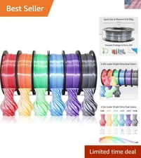 High-Quality Silk PLA Filament Bundle - 6 Colors 250g Spools for Stunning Prints