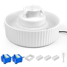 Ceramic Cat Water Fountain, 2.1L/71oz Cupcake Pet Water Fountain with 3 Carbo...