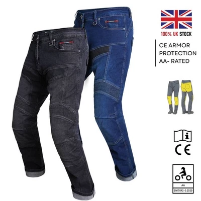 TORNADO Men's Motorcycle Jeans Black Motorbike Pants Denim Trousers Made With Kevlar CE