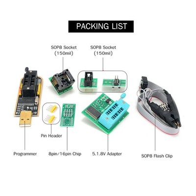 Usb-Programmierer-Kit Mit Sop8-Clip Eeprom-Brenner Bios-Flasher BAK