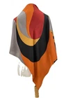 Vintage SEVINI Silk Scarf Bold Abstract Geometric Swirl Red Orange Gray #A99