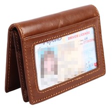 Rfid Mens Slim Front Pocket Wallet Genuine Leather Bifold Id/credit Card Holder