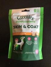 New Greenies Skin And Coat Chicken Flavor 40 Count Exp June 2025