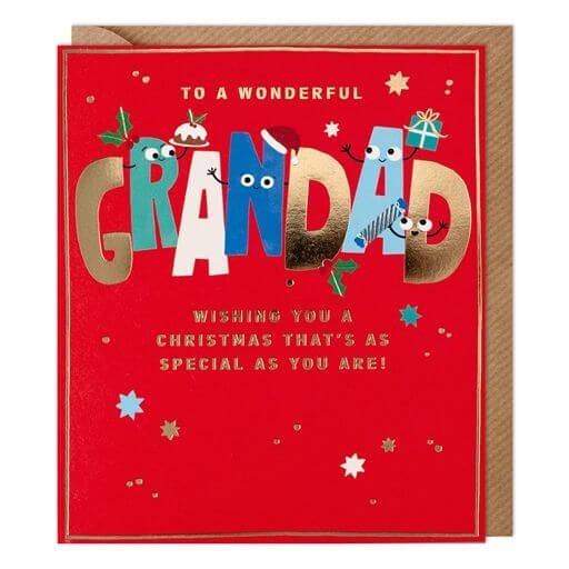 Grandad Christmas Card Wonderful Grandfather Grandpa – Cute Festive Xmas Card