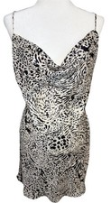 Windsor Animal Print Satin Slip Dress L Cowl Neck Spaghetti Strap NWT Date Night