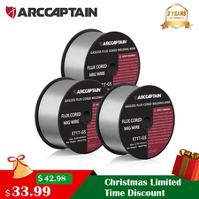 Flux Core Gasless Mig Wire, Mild Steel-E71TGS .035" 0.9mm-2 Lbs Spool (3 Rolls)