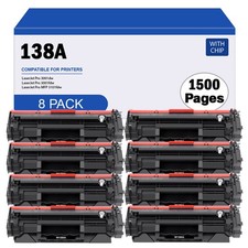 8PC W1380A Toner with Chip For 138A HP LaserJet Pro 3001dw 3001fdw MFP 3101fdw