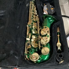 New Alto Saxophone Green Overall Handcarved Adult Professional Sax Instrument